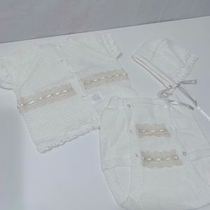 Creaciones Gaviria 3 Piece Baby Set Size 6 Months in White